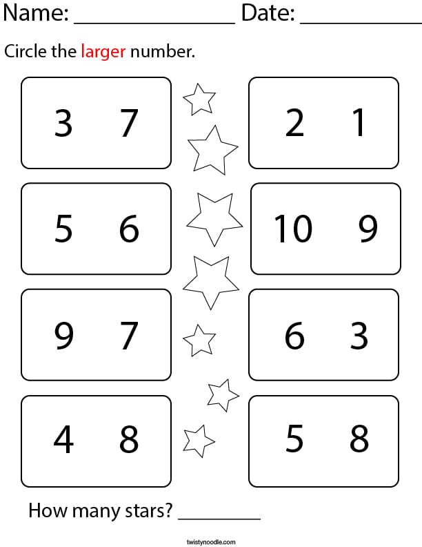 Circle the Number Worksheets for Pre-K