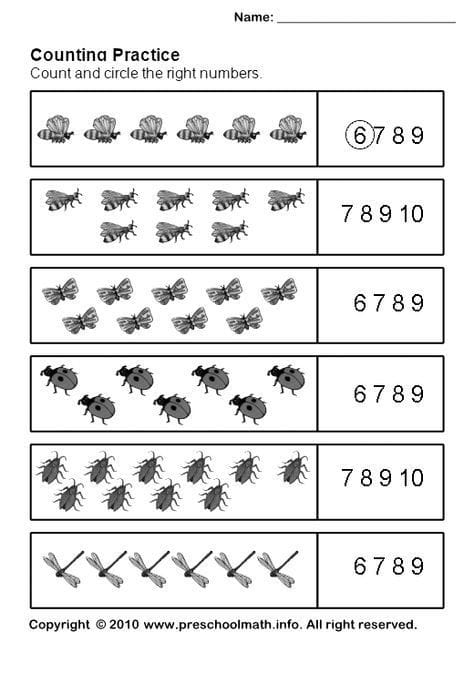 Circle the Number Worksheets for Pre-K