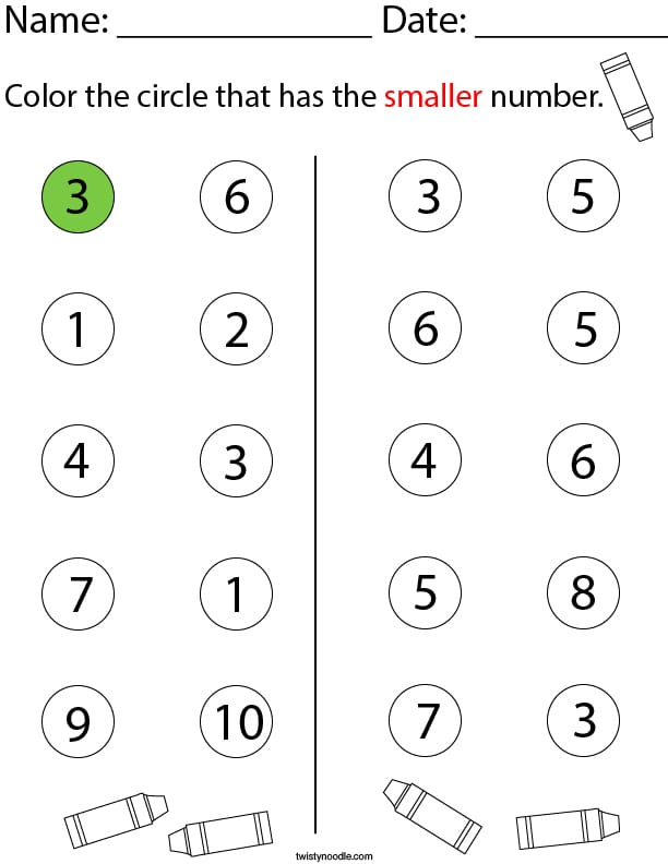 Circle the Number Worksheets for Pre-K