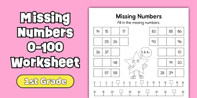 Missing Numbers 1-100 Worksheets for Kids