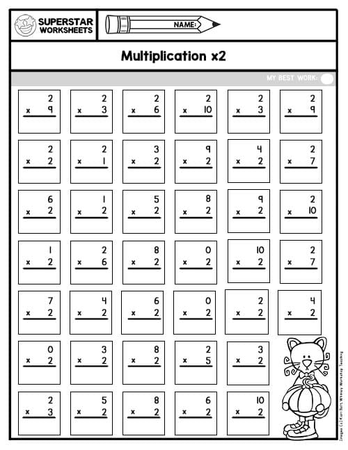 Quick 1 Minute Multiplication Worksheets for 3rd Grade