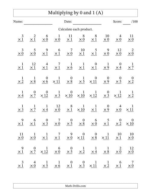 Quick 1 Minute Multiplication Worksheets for 3rd Grade