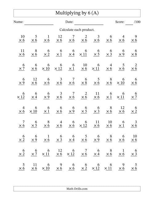 Quick 1 Minute Multiplication Worksheets for 3rd Grade