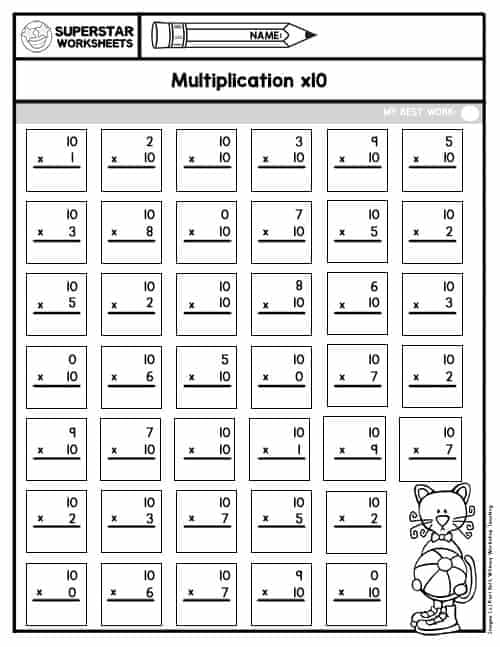 Quick 1 Minute Multiplication Worksheets for 3rd Grade