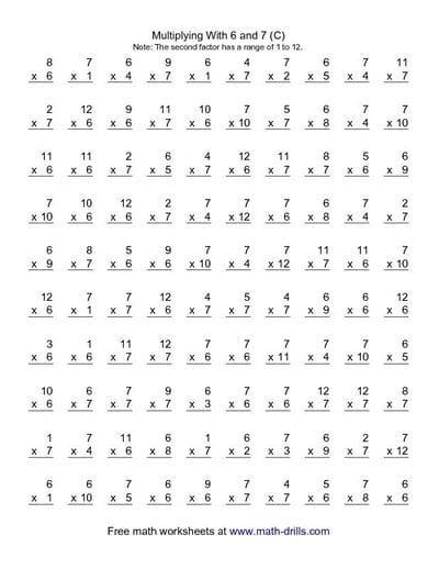 Quick 1 Minute Multiplication Worksheets for 3rd Grade